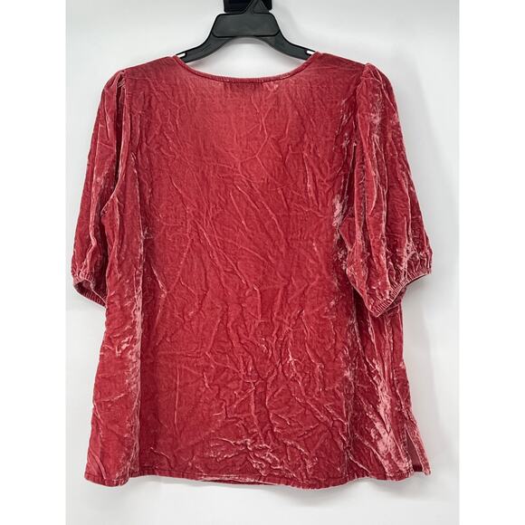 Loft Plus Crushed Velvet Puff Sleeve Top Coastal Classic Size 14 Cottage - Picture 4 of 8